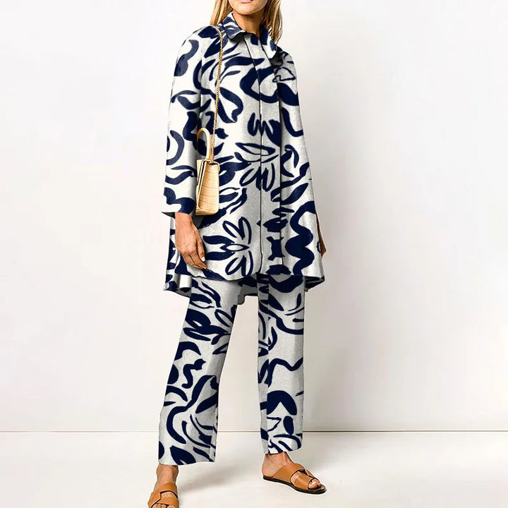 Jacqueline | Women's Vintage Blouse and Pants Set   - Size:XS;Color:White