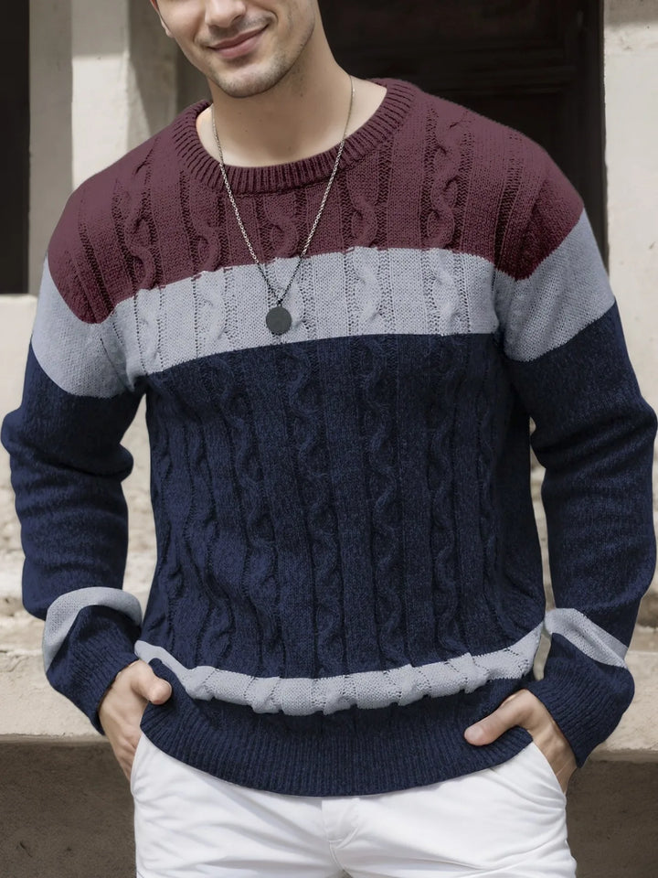 Men's Jamie | Men's Cable Knit Colorblock Sweater