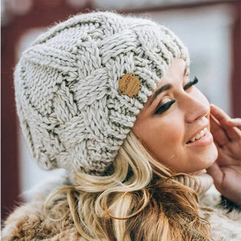 Jamie | Women's Warm Knitted Hat - Color:Beige;Size:One Size