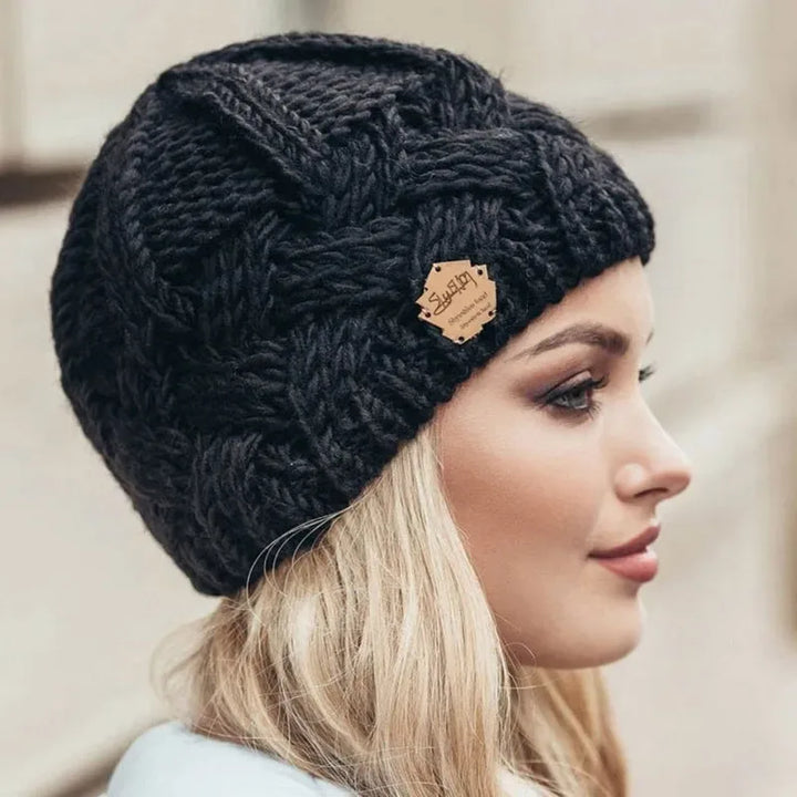 Jamie | Women's Warm Knitted Hat - Color:Black;Size:One Size