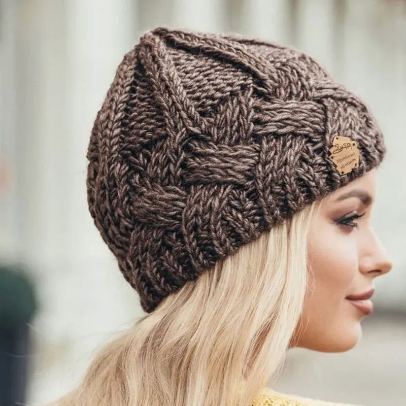 Women's Warm Knitted Hat Coffee.webp