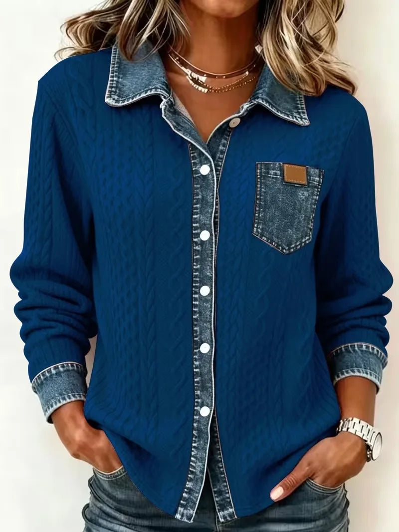 Jana | Women's Denim Look Cardigan - Size:XS;Color:Blue