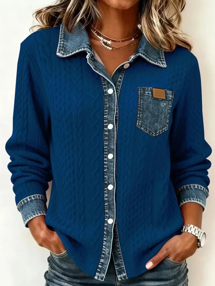 Jana | Women's Denim Look Cardigan - Size:XS;Color:Blue