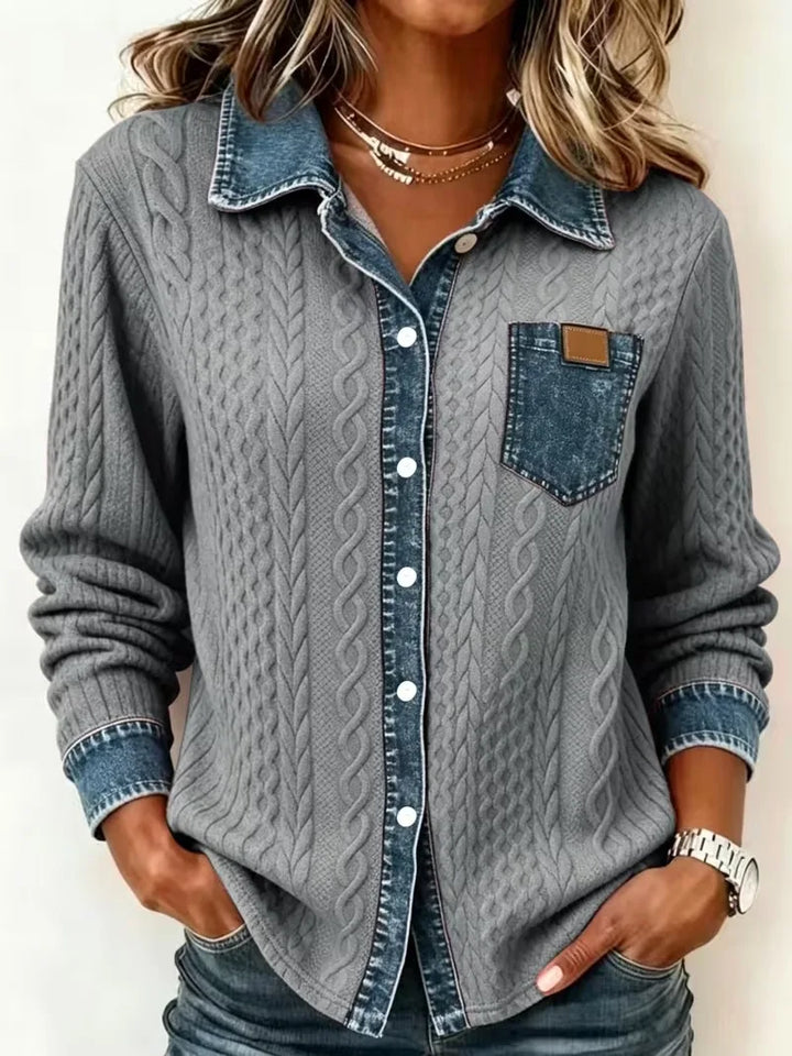 Jana | Women's Denim Look Cardigan - Size:XS;Color:Grey