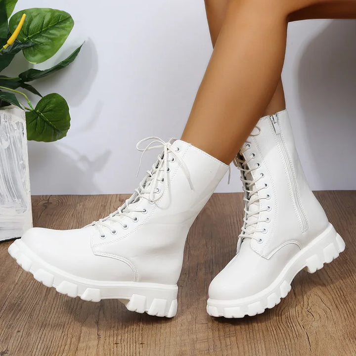 Janae | Women's Orthopedic Lace-Up Boots  - Color:White;Size:35