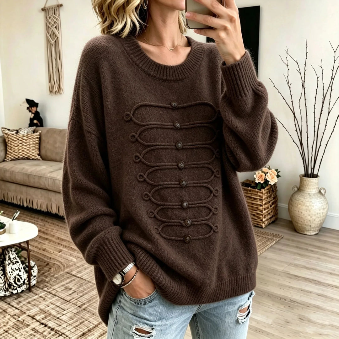 Jane | Women's Oversized Knit Sweater - Brown