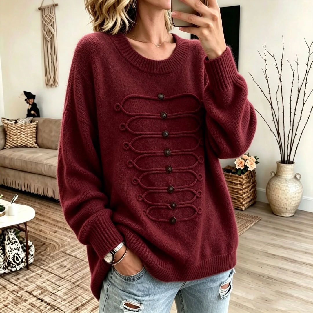 Jane | Women's Oversized Knit Sweater - Burgundy