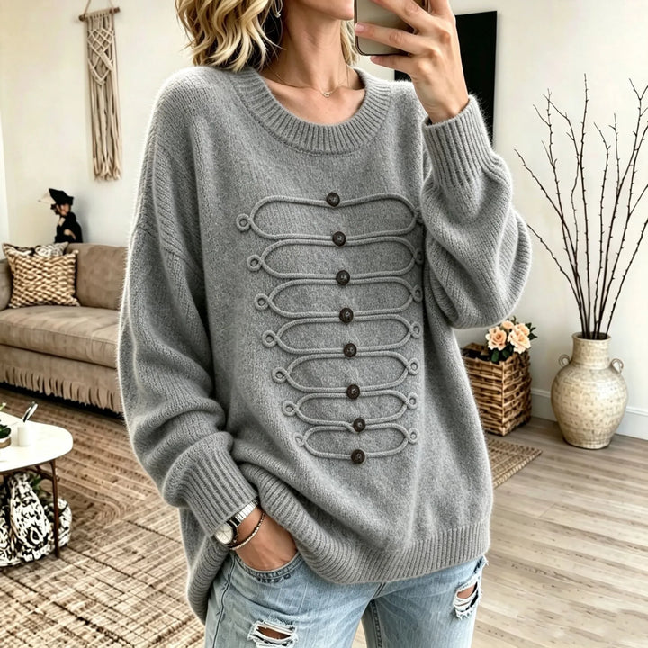 Jane | Women's Oversized Knit Sweater - Gray