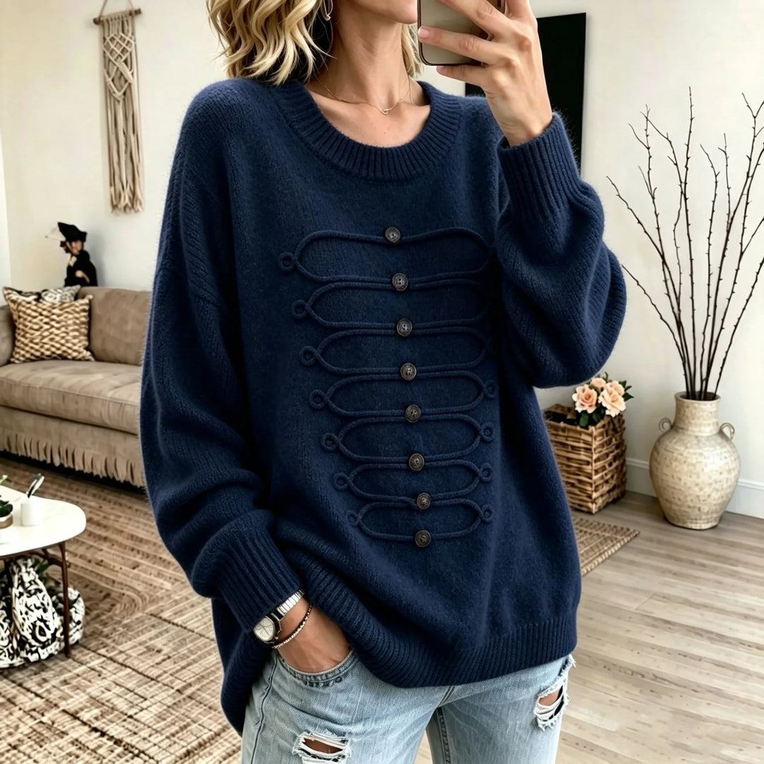 Jane | Women's Oversized Knit Sweater - Navy