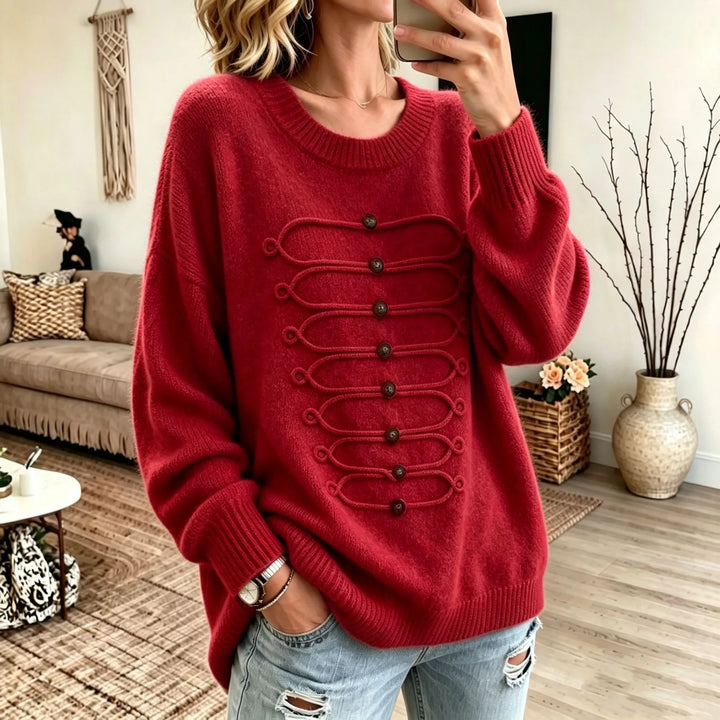 Jane | Women's Oversized Knit Sweater - Red