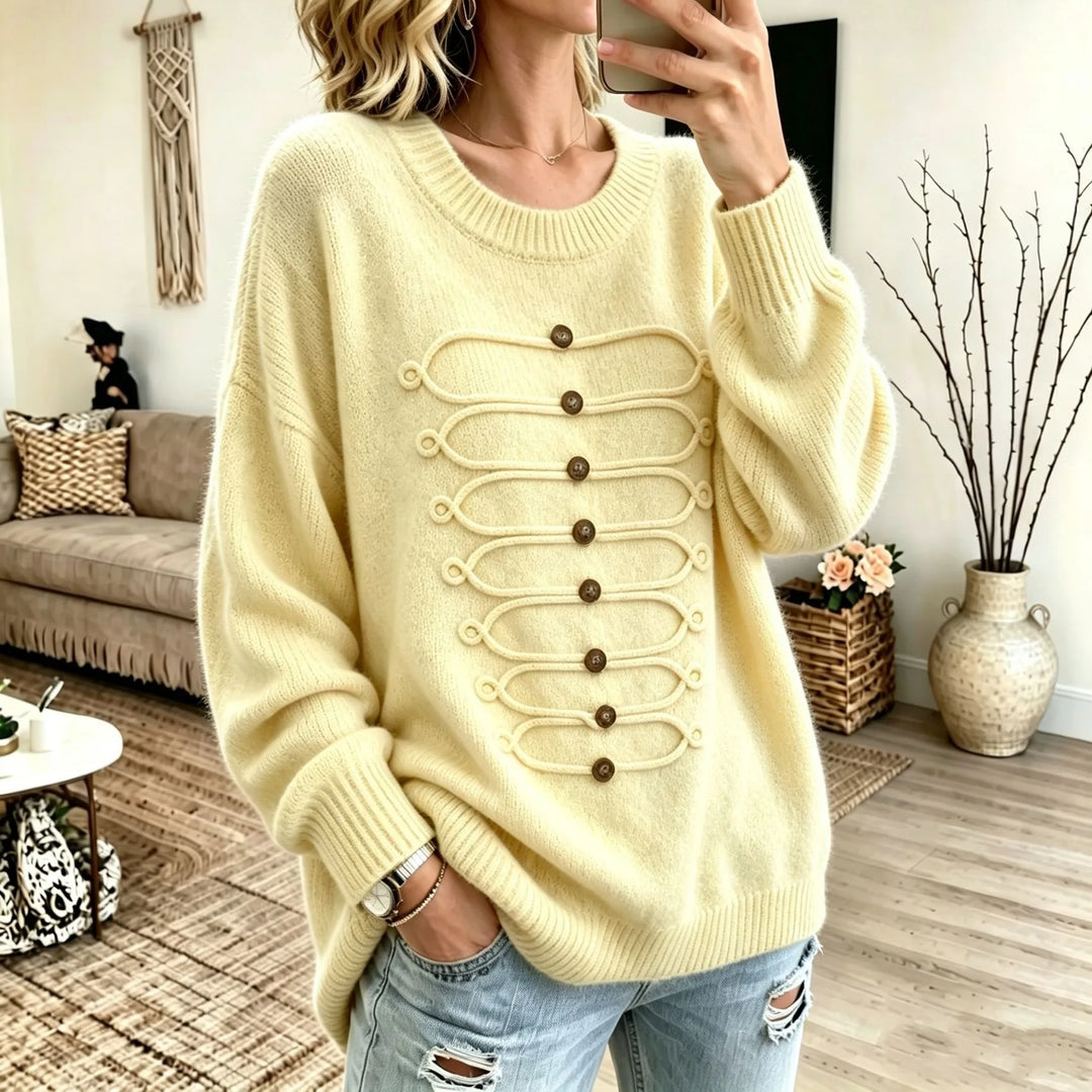 Jane | Women's Oversized Knit Sweater - Yellow
