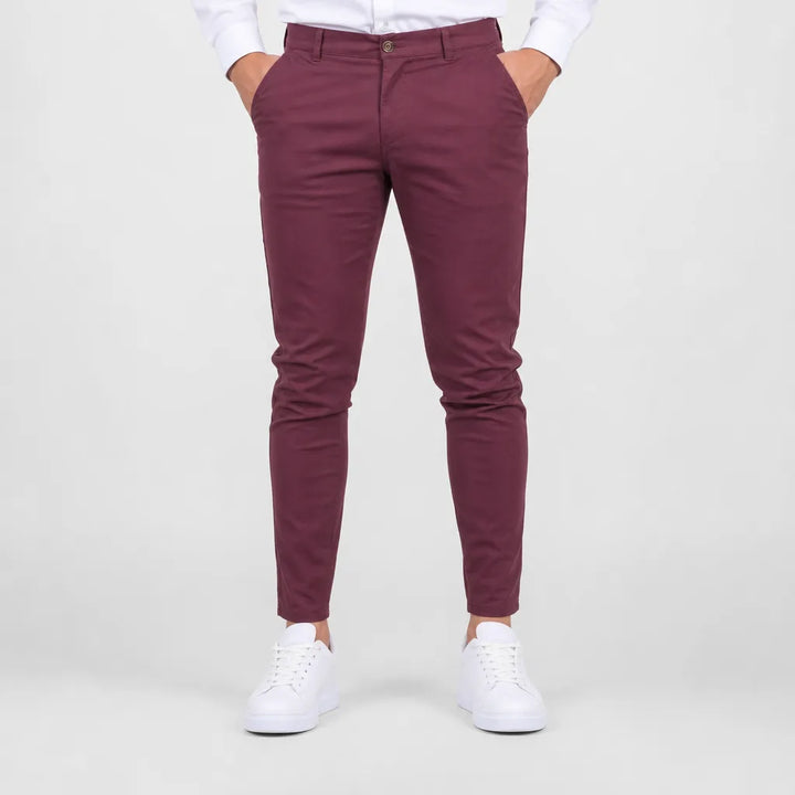 Jasper | Men's Slim Black Dress Pants - Color:Red;Size:S