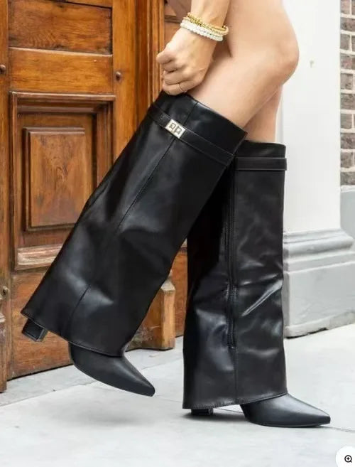 Jazmin | Women's Knee-High Boots - Color:Leather Black;Size:35