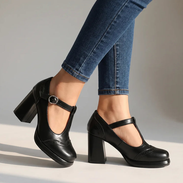 Jean | Women's Mary Jane Heels   - Color:Black;Size:35