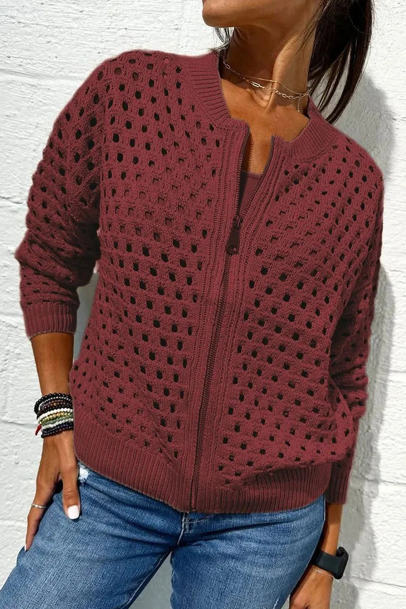 Jemima | Women's Cardigan Jacket  - Color:Burgundy;Size:XXS