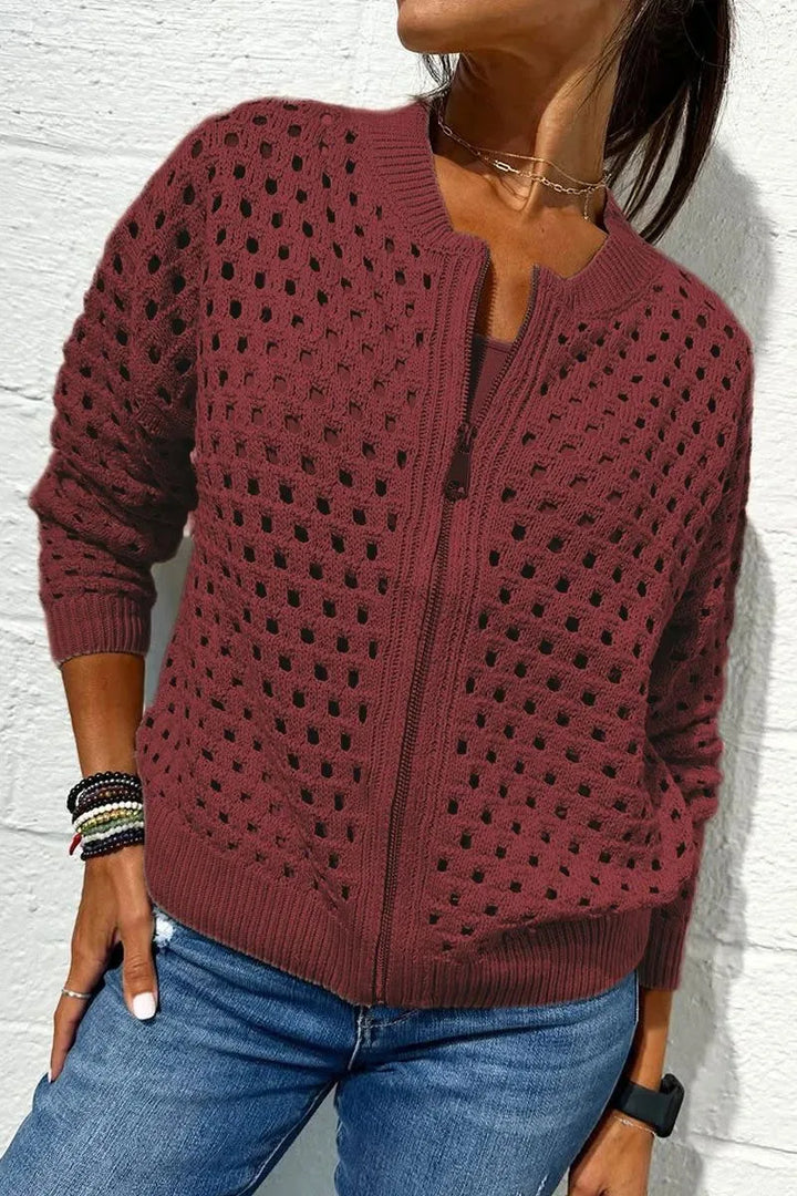 Jemima | Women's Cardigan Jacket  - Color:Burgundy;Size:XXS