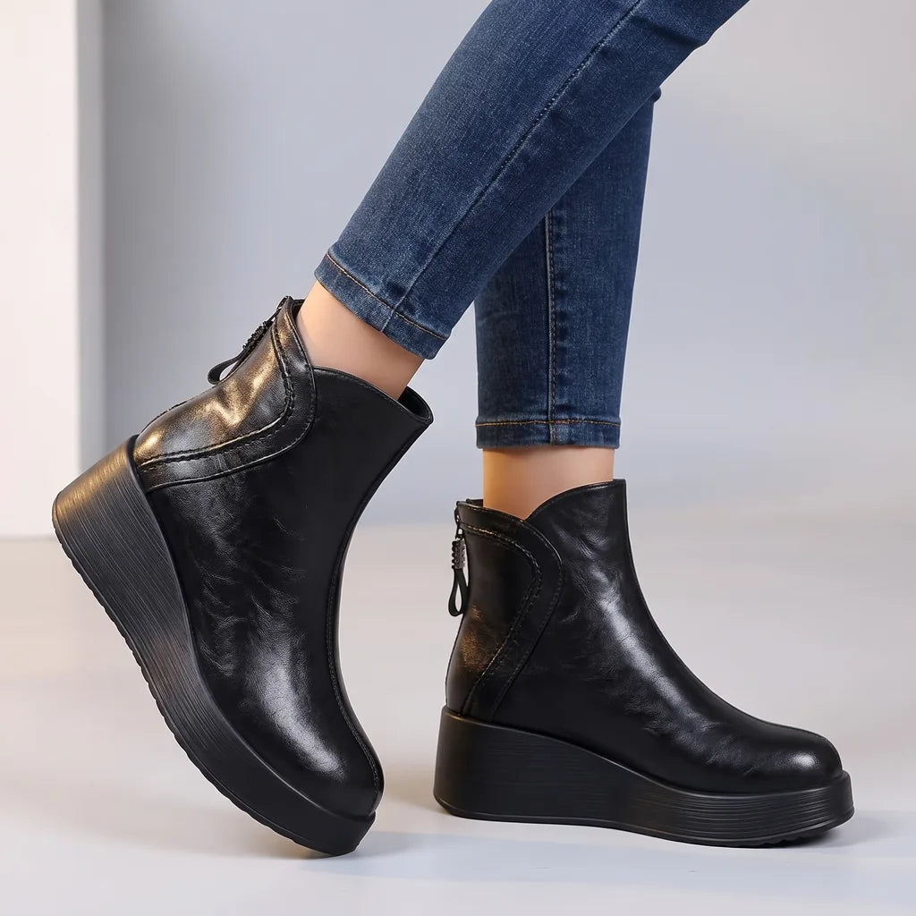 Women's Black Esme Wedge Ankle Boots