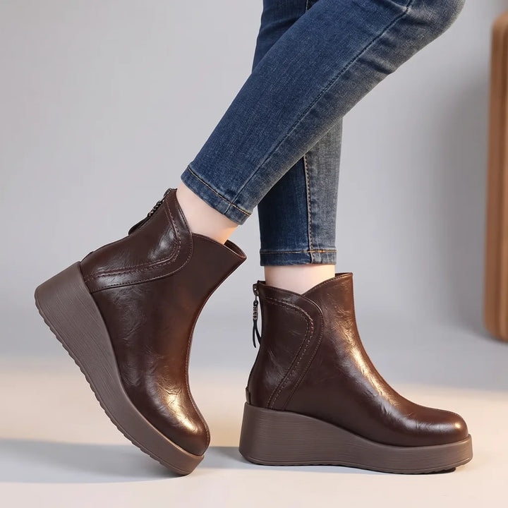 Women's Brown Esme Wedge Ankle Boots