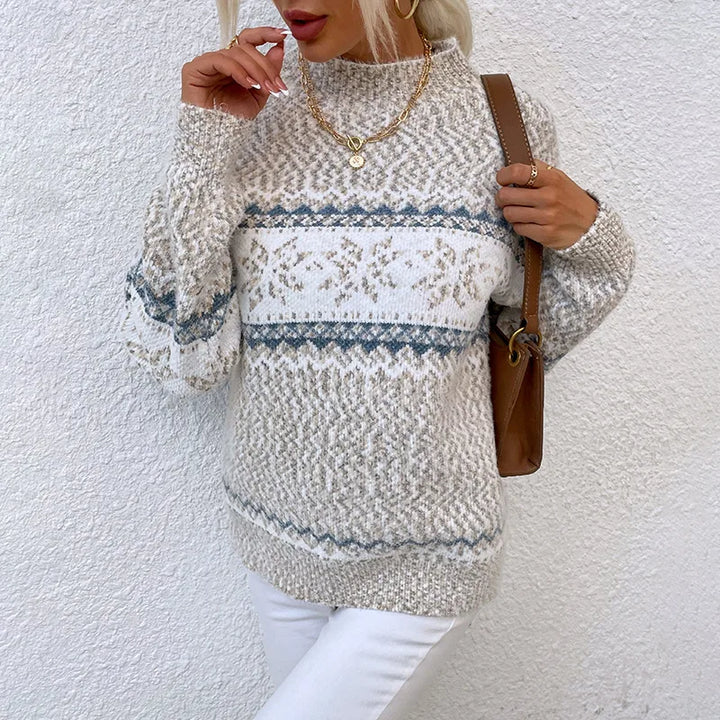 Jessica | Women's Cozy Knit Winter Sweater - Color:Beige;Size:XS