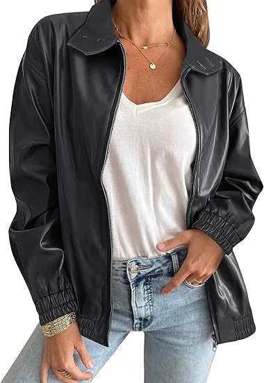 Jocelyn | Women's Leahter-Look Jacket - Size:XS;Color:Black