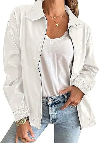 Jocelyn | Women's Leahter-Look Jacket - White
