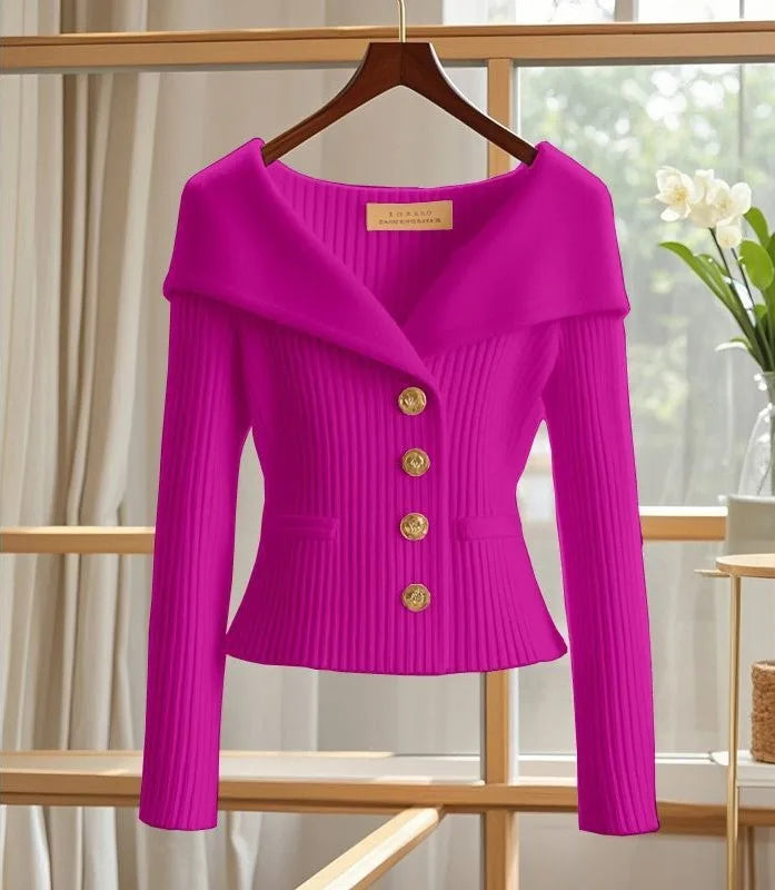 Jodie | Women's Elegant Knit Cardigan  - Color:Pink;Size:S