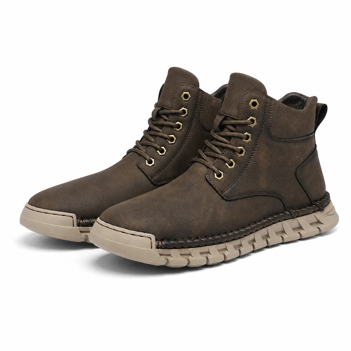 Jonathan | Men's Leather Boots - Color:Beige;Size:38