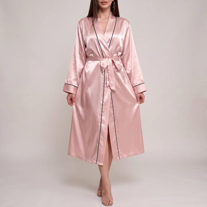 Josephine | Women's Satin Kimono Robe - Color:Pink;Size:XS