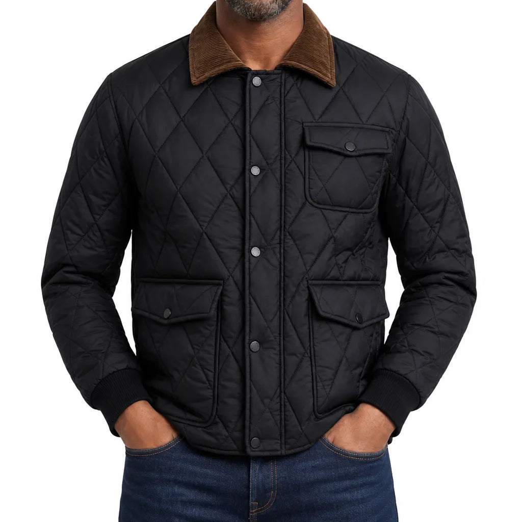 Joshua | Men's Quilted Winter Jacket  - Color:Black;Size:XXS