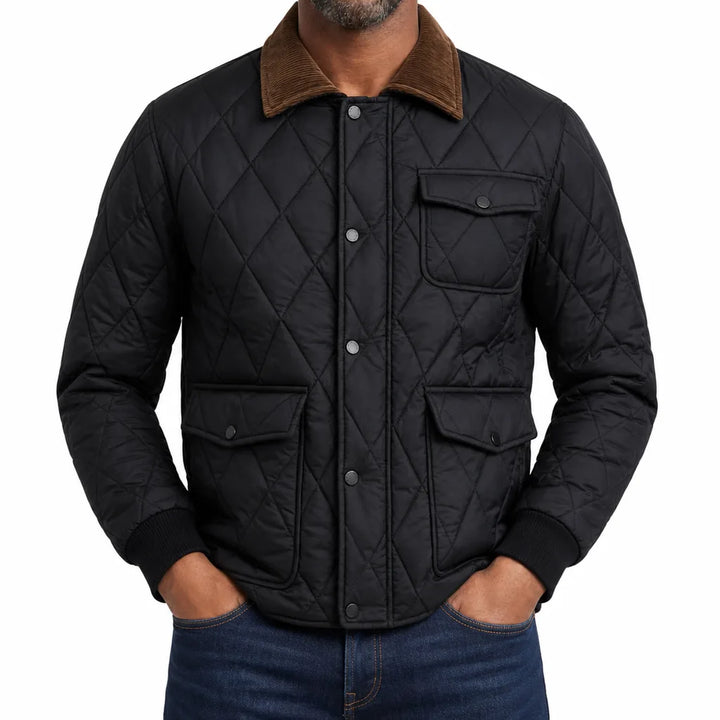 Joshua | Men's Quilted Winter Jacket  - Color:Black;Size:XXS