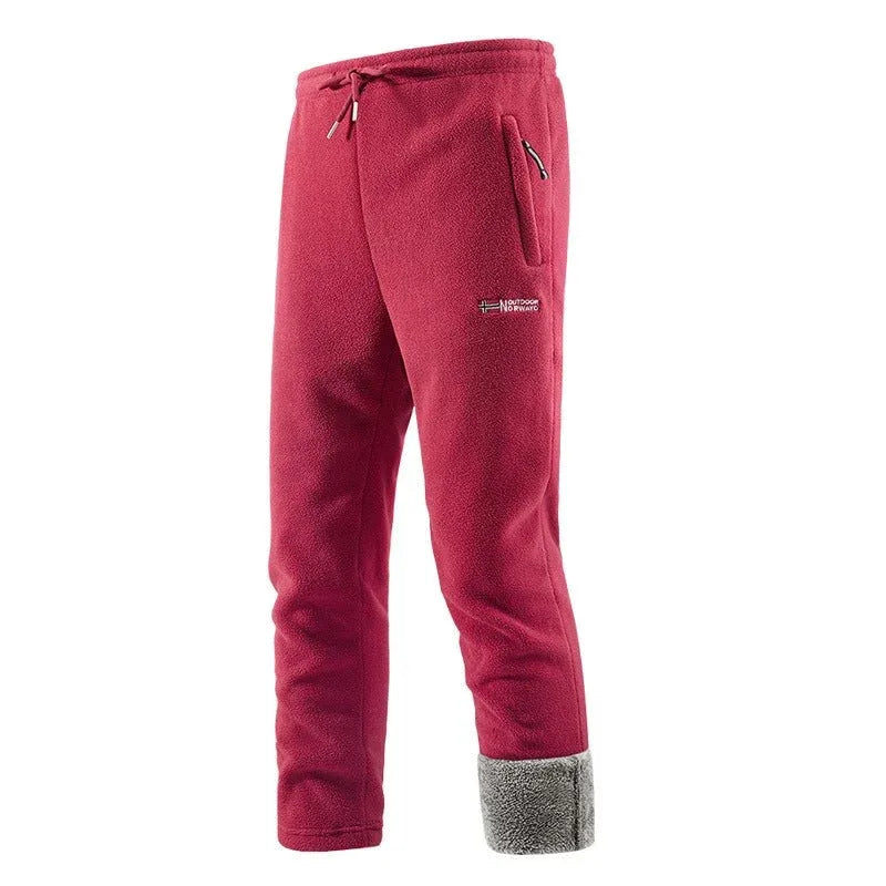 Joshua | Men's Sherpa Lined Thermal Pants  - Color:Red;Size:XXS