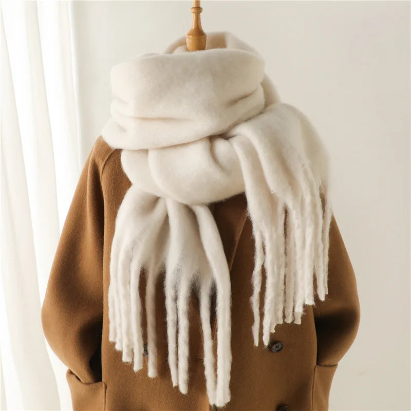 Josie | Women's Oversized Cozy Scarf - Length (cm):240 x 38 cm;Color:White
