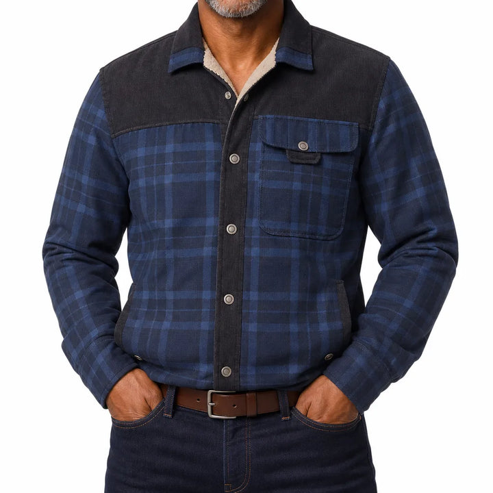 Judd | Warm Plaid Checkered Jacket - Color:Blue;Size:XS