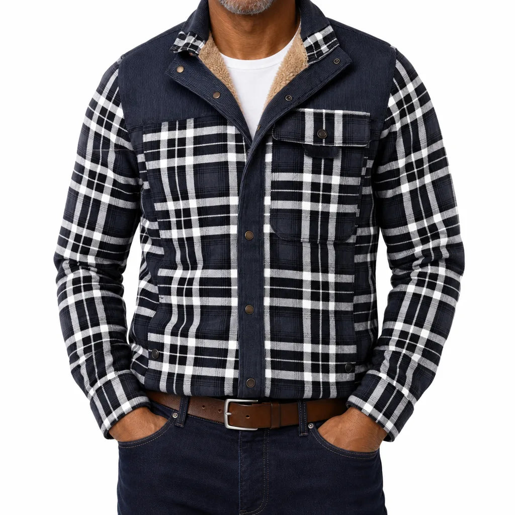 Judd | Warm Plaid Checkered Jacket - Color:Gray;Size:XS