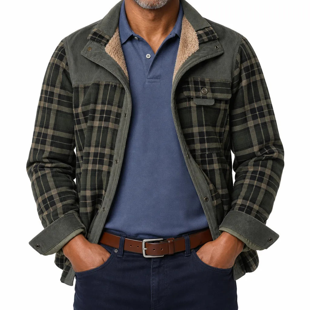 Judd | Warm Plaid Checkered Jacket - Color:Green;Size:XS