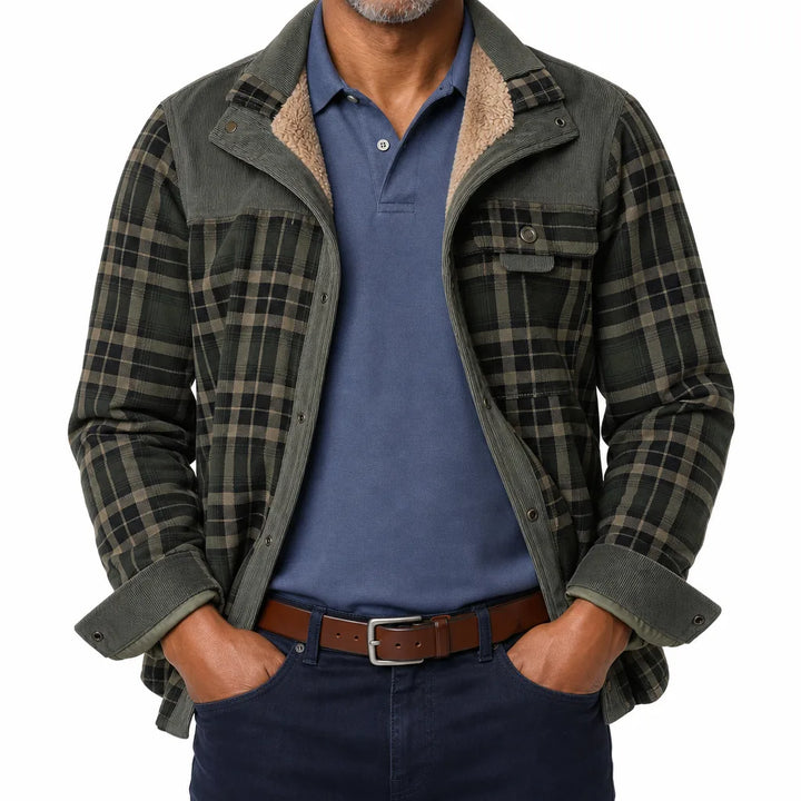 Judd | Warm Plaid Checkered Jacket - Color:Green;Size:XS