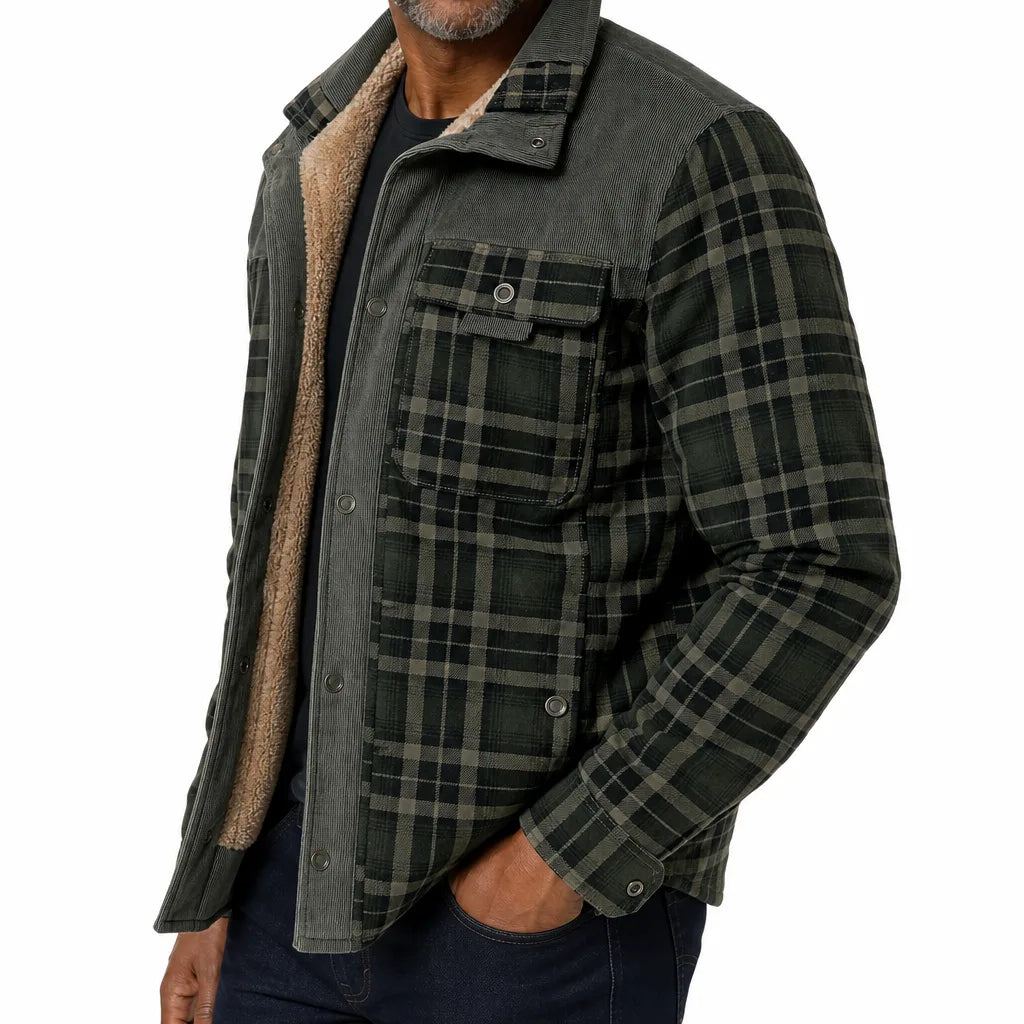Men's Green Stein Plaid Cotton Jacket
