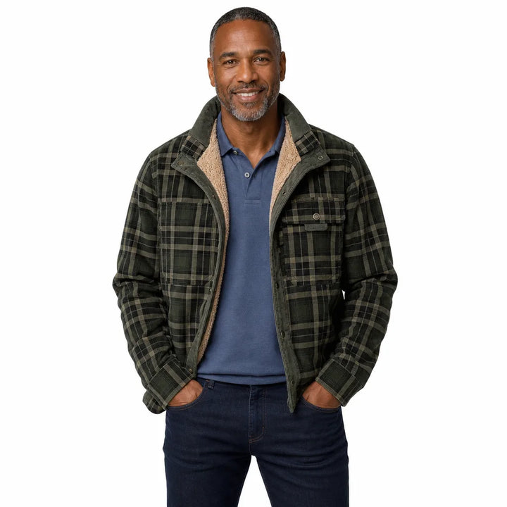 Men's Green Stein Plaid Cotton Jacket
