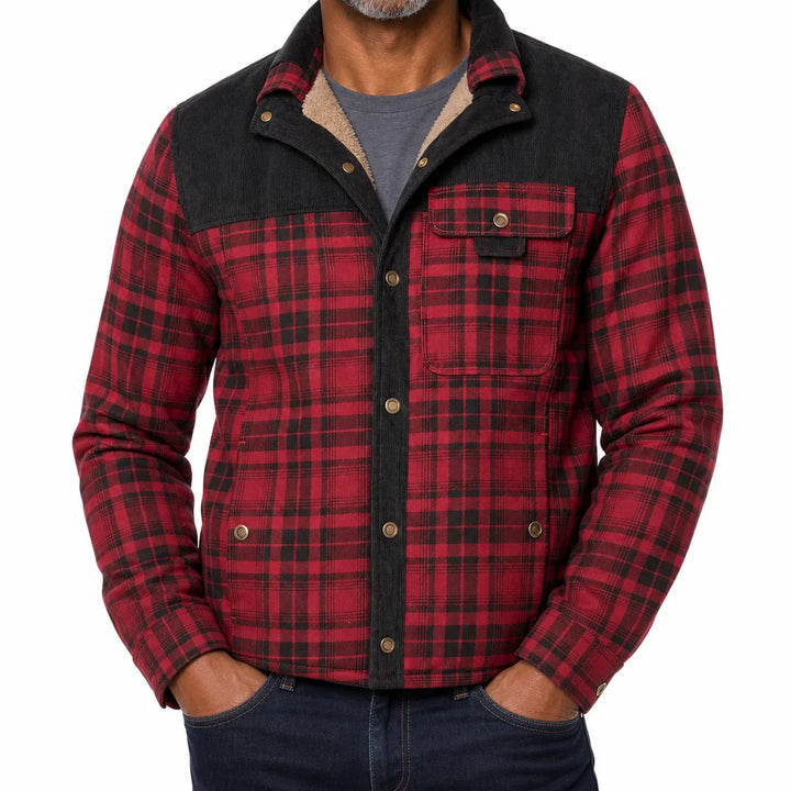 Judd | Warm Plaid Checkered Jacket - Color:Red;Size:XS