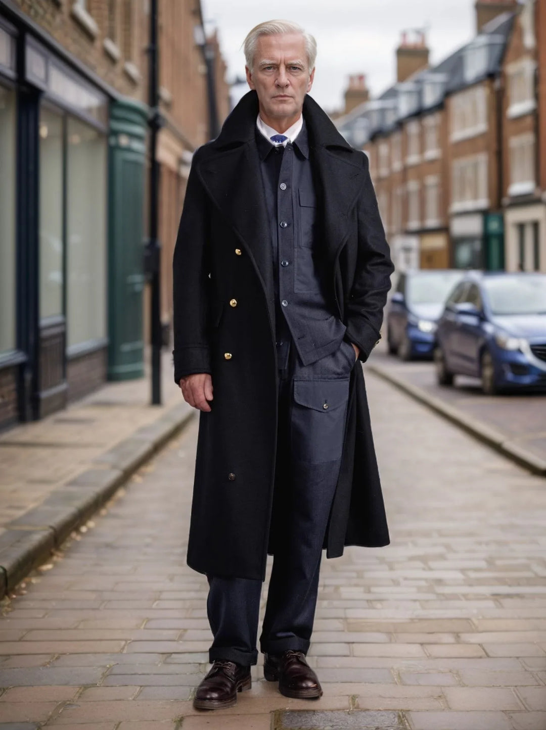 Julian | Men's Double Breasted Trench Overcoat - Color:Black;Size:XS
