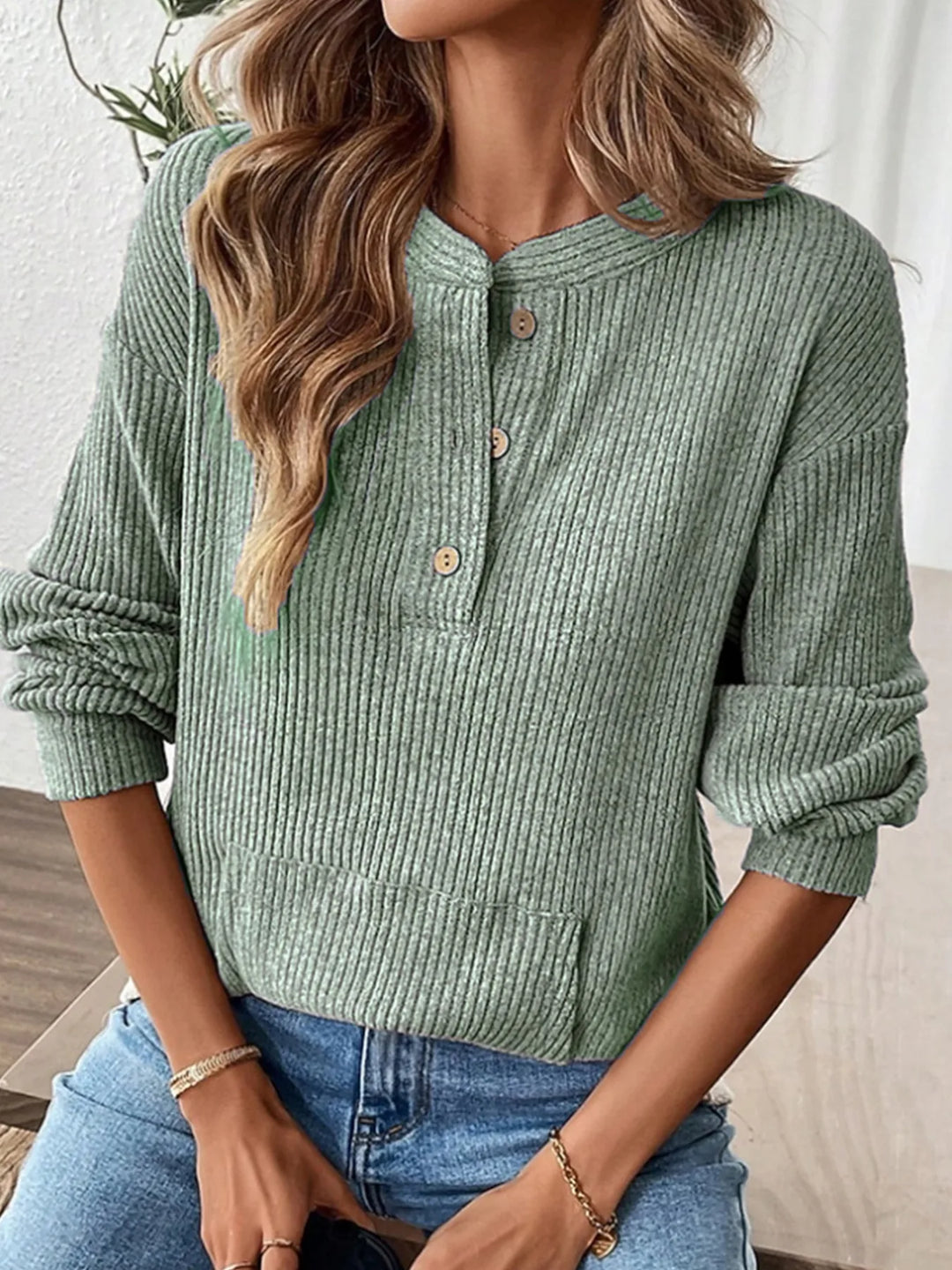 Julianna | Women's Relaxed Knit Sweater - Size:XS;Color:Light Green