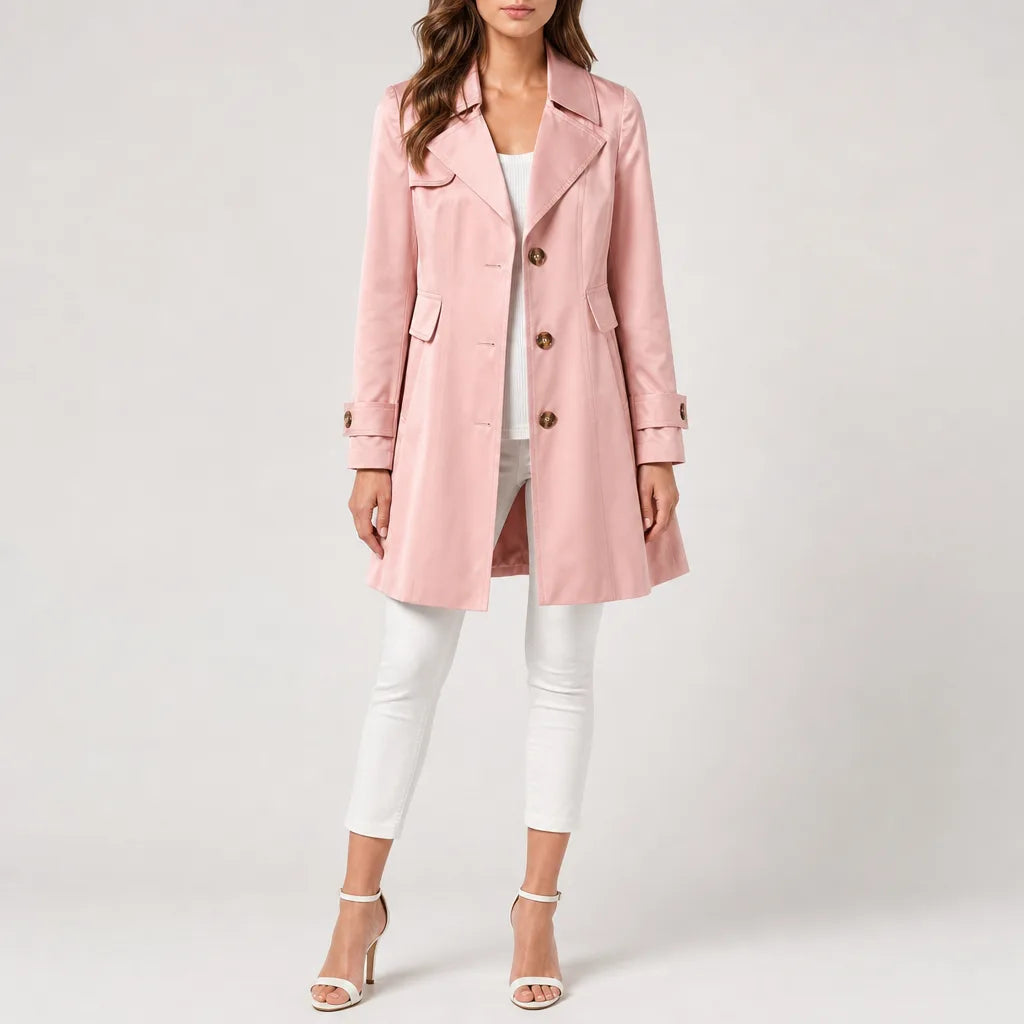 June Tailored Trench Coat - Color:Pink;Size:S