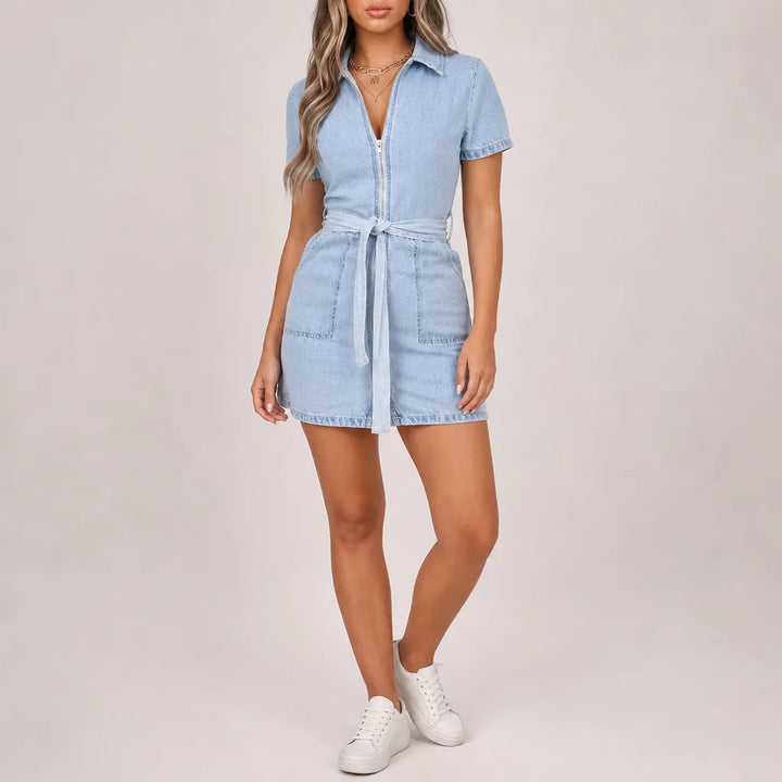 Women's Blue Celeste Zip Mini Dress