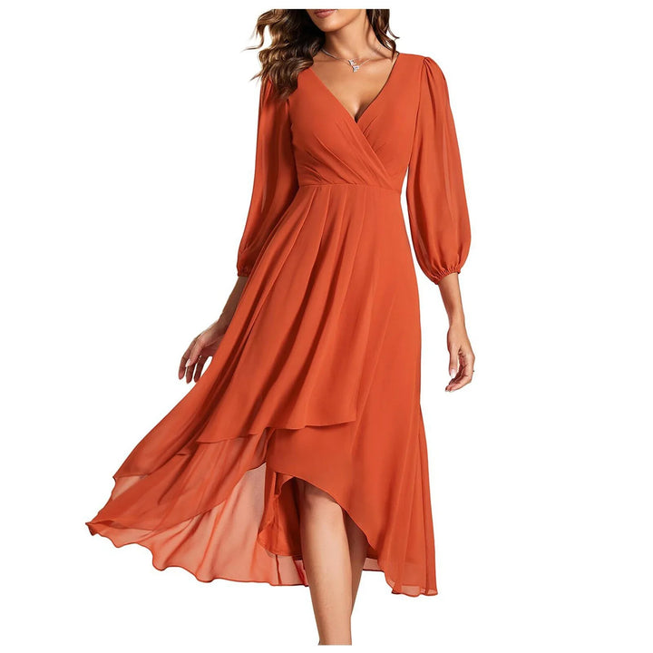 Kacey | Women's Elegant Maxi Dress - Color:Orange;Size:S