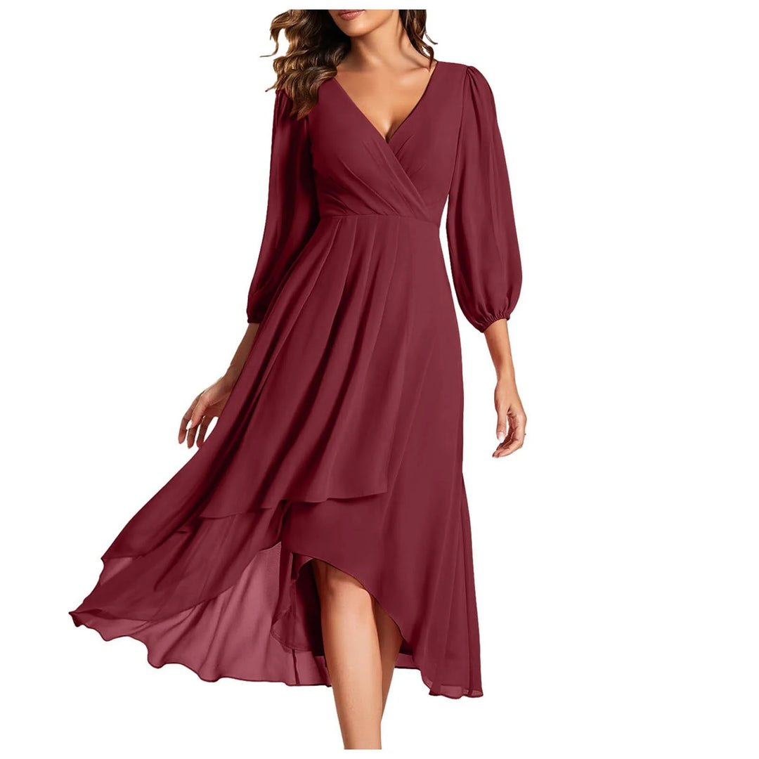 Kacey | Women's Elegant Maxi Dress - Color:Red;Size:S