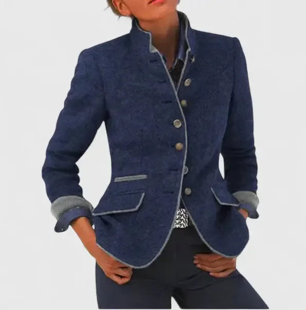 Kara | Women's Stylish Wool Blazer - Color:Blue;Size:XS