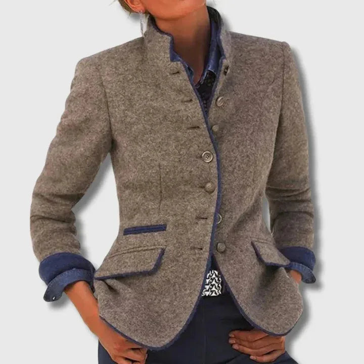 Kara | Women's Stylish Wool Blazer - Color:Brown;Size:XS