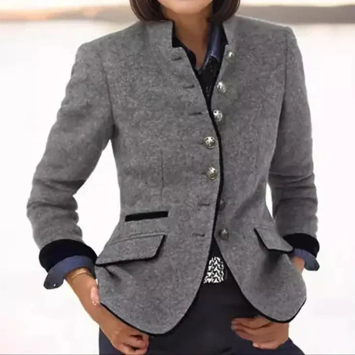 Kara | Women's Stylish Wool Blazer - Color:Gray;Size:XS
