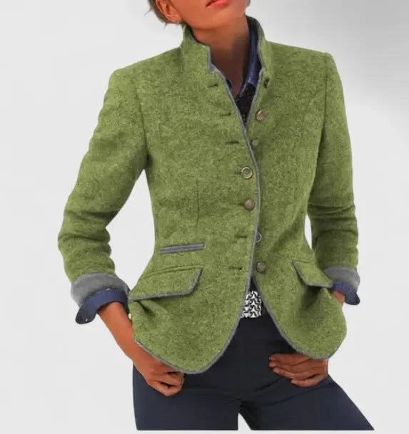 Kara | Women's Stylish Wool Blazer - Color:Green;Size:XS