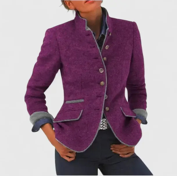 Kara | Women's Stylish Wool Blazer - Color:Purple;Size:XS